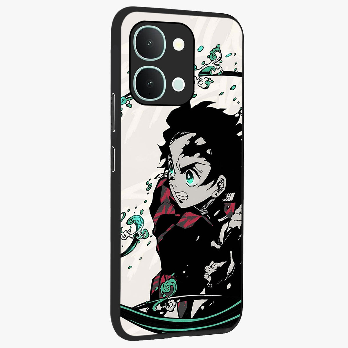 Demon Slayer Glass Case upright view showcasing powerful anime artwork with intense warrior theme.
