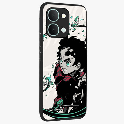 Demon Slayer Glass Case upright view showcasing powerful anime artwork with intense warrior theme.