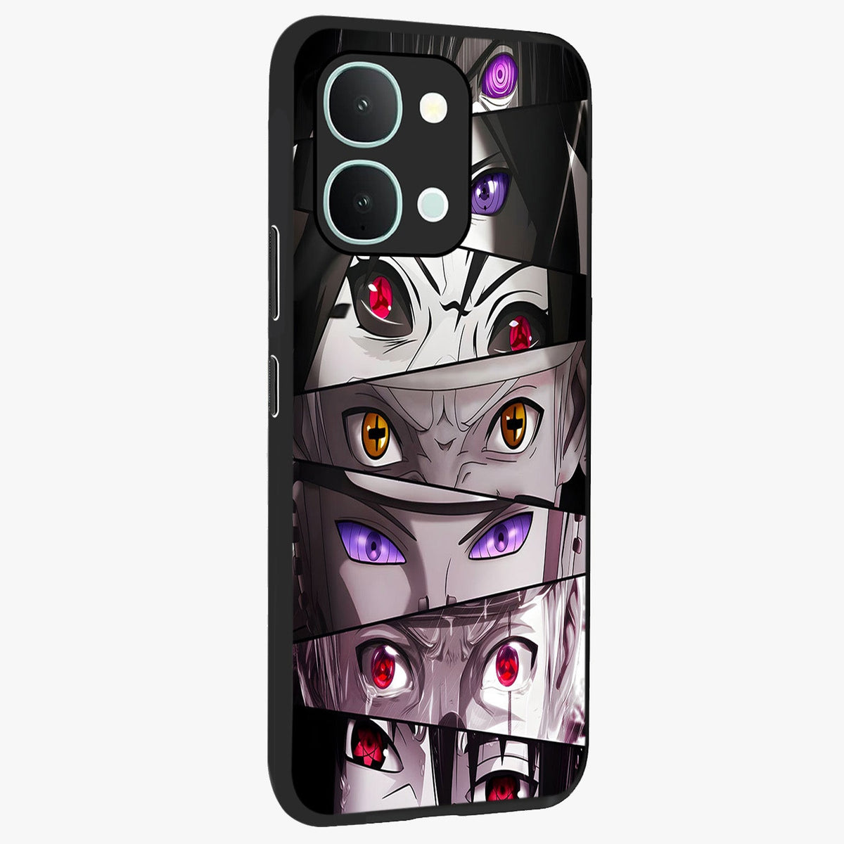 Eyes of Destiny Glass Case upright view showcasing symbolic eye artwork with dramatic artistic theme.
