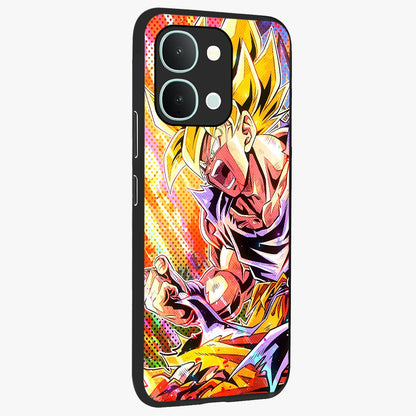 Firing Goku Glass Case upright view showcasing energetic anime artwork with bold warrior theme.