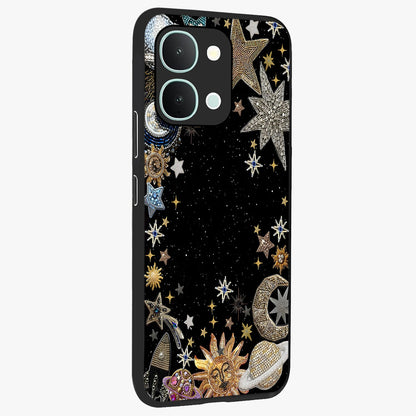 Galactic Jewel Stars Glass Case upright view showcasing glittering star jewel artwork with vibrant galaxy theme.