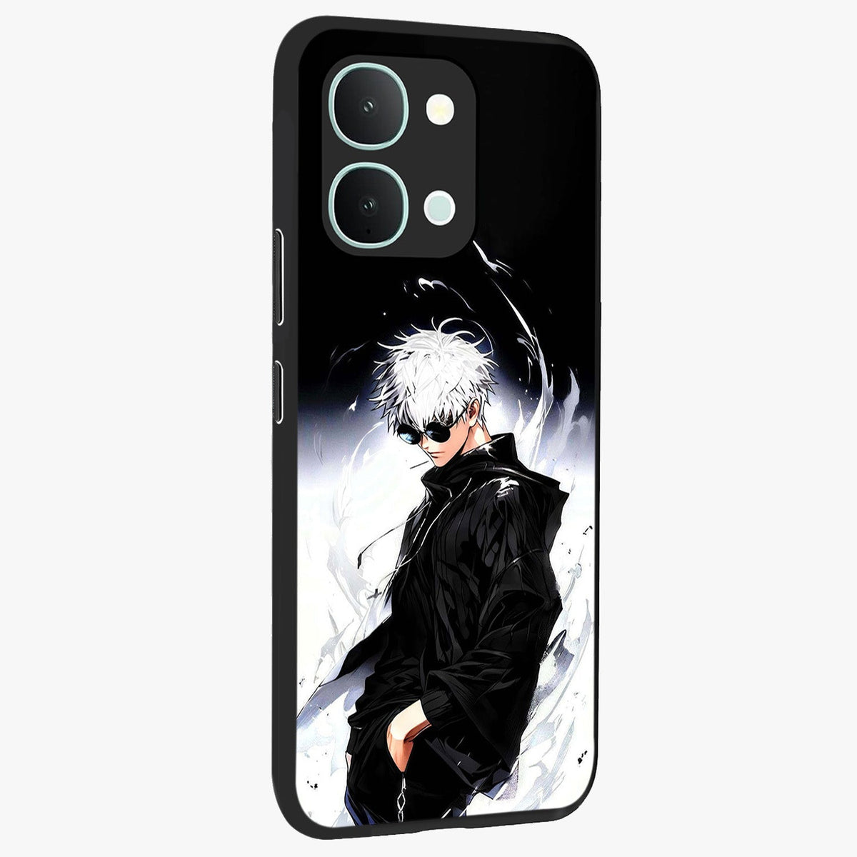 Limitless Shadow King Glass Case upright view showcasing bold shadow warrior artwork with epic fantasy theme.