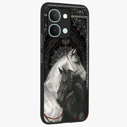 Majestic Ride Legacy Glass Case upright view showcasing dynamic ride inspired artwork with modern automotive theme.
