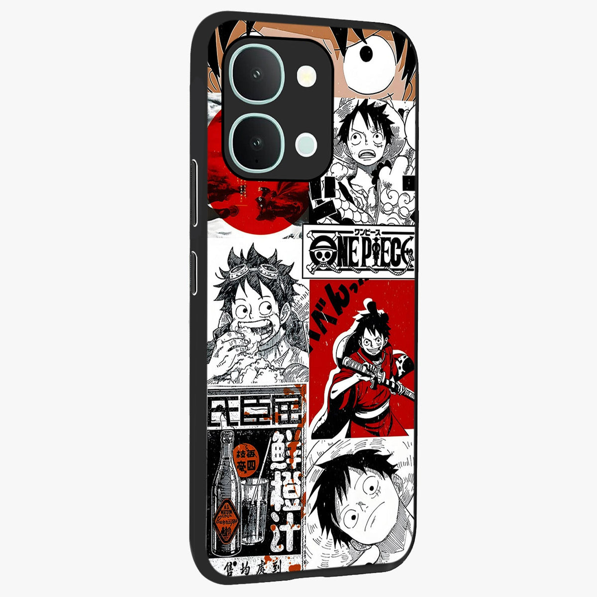 Strawhat Chaos Panels Glass Case upright view showcasing energetic anime artwork with bold adventure theme.