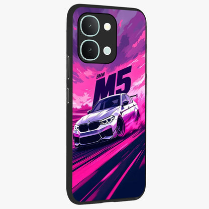 Velocity Drift Pulse Glass Case upright view showcasing powerful racing artwork with energetic motorsport theme.