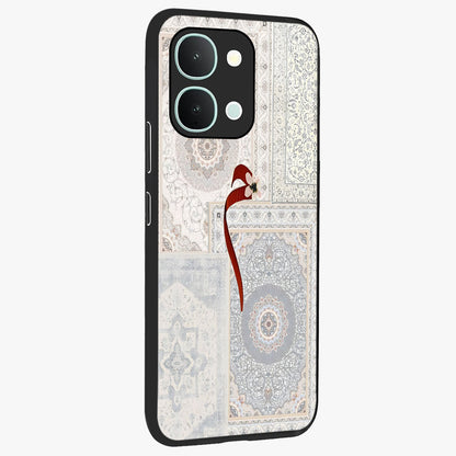 White Aesthetic Bow Glass Case upright view showcasing delicate ribbon bow artwork with cute minimalist theme.