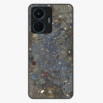 Aesthetic Astrolophia Glass Case showing flat back view with dreamy aesthetic design and glossy glass finish.