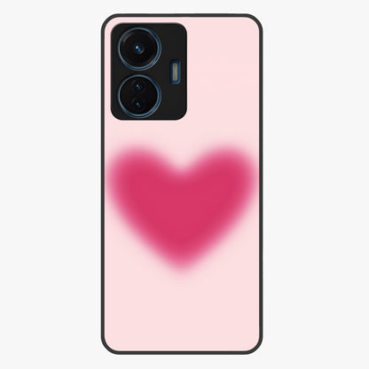 Pink Aura Heart Glass Case showing flat back view with glowing heart artwork and glossy glass finish.