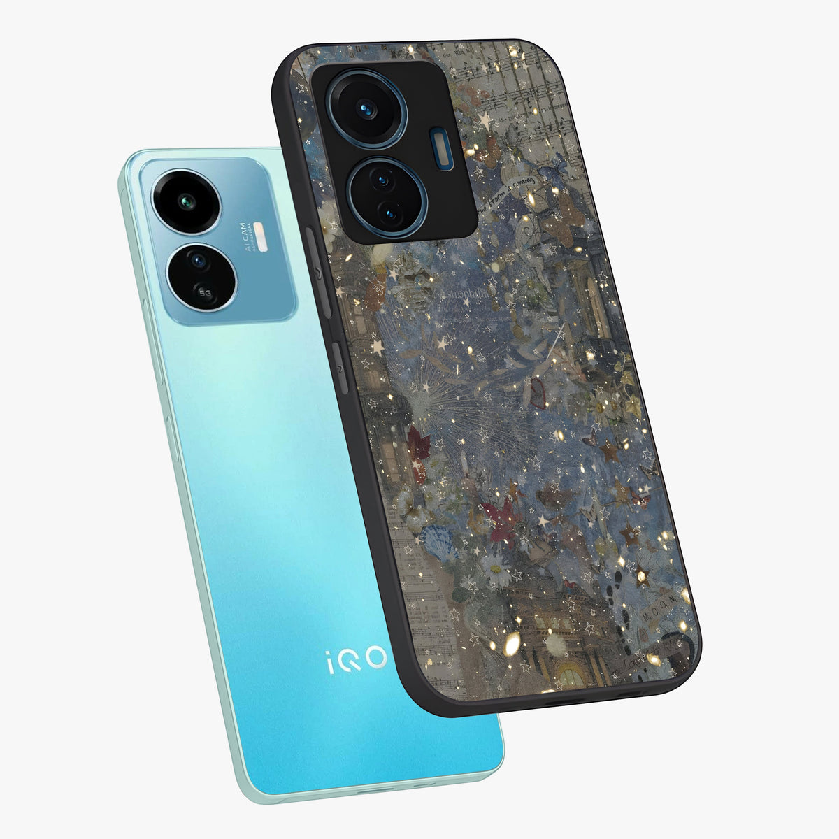 Aesthetic Astrolophia Glass Case displayed in angled mockup highlighting artistic aesthetic elements and smooth glass surface.