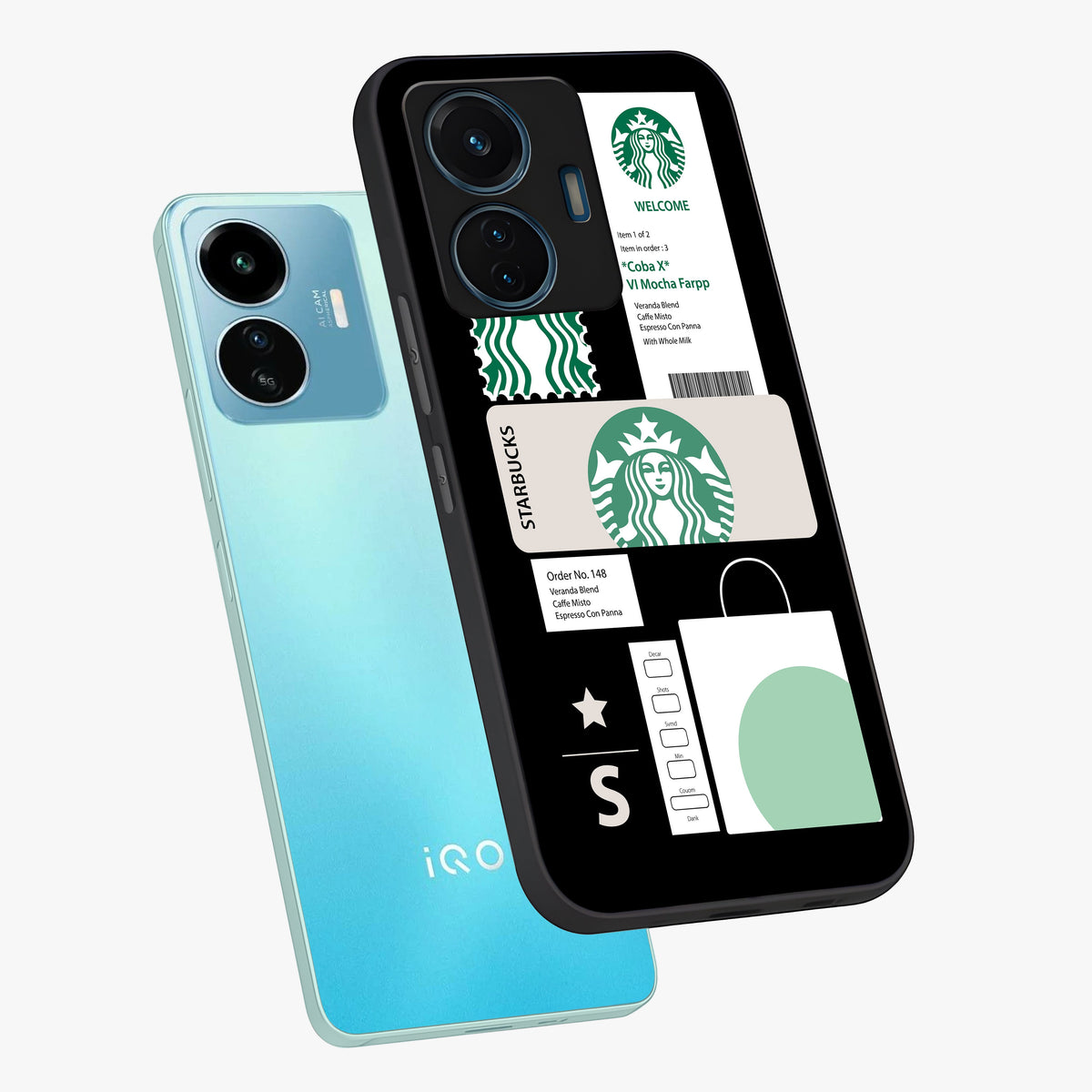 Starbucks Mocha Glass Case displayed in angled mockup highlighting stylish mocha themed design with cozy café aesthetic.