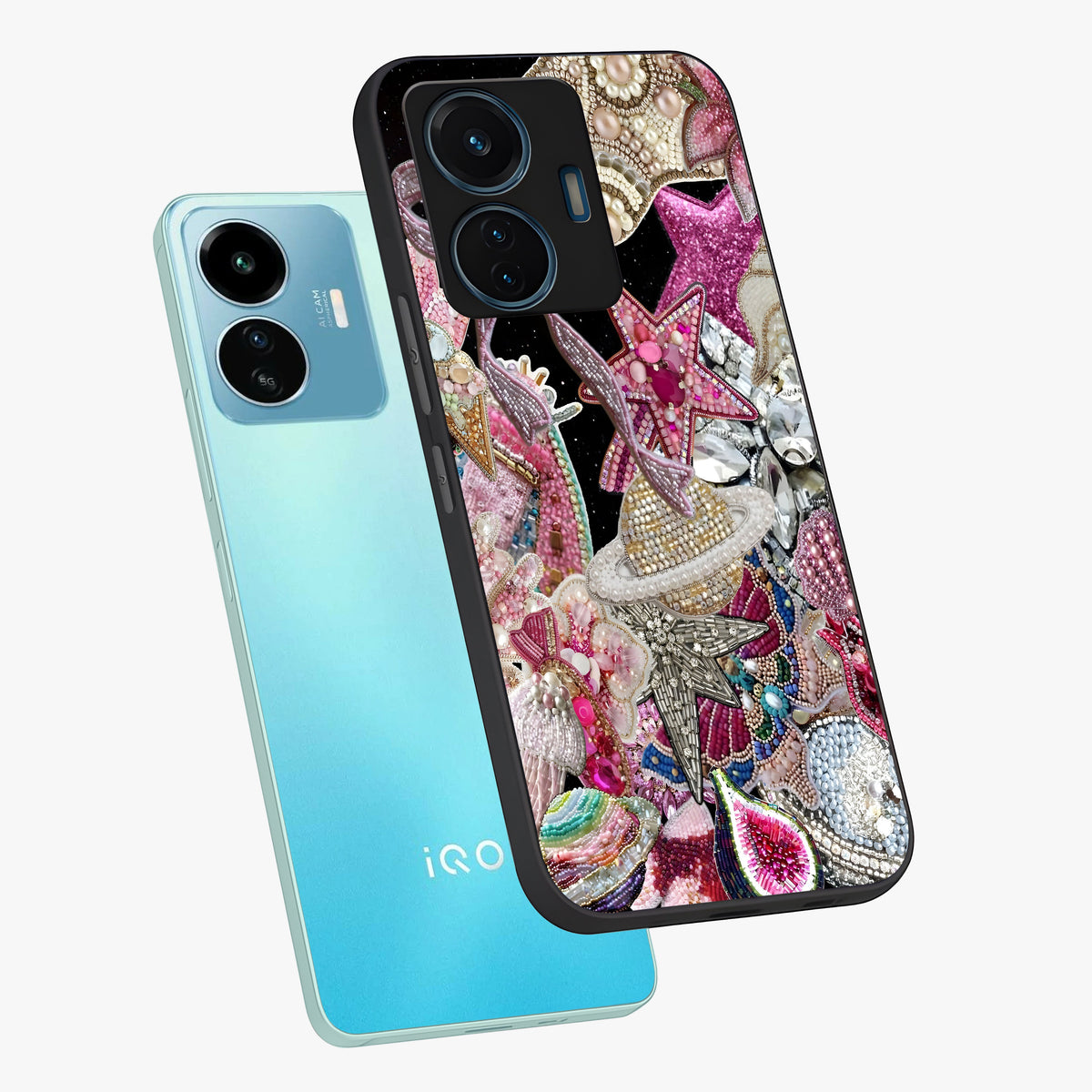 Starlit Jewel Dream Glass Case displayed in angled mockup highlighting glowing celestial jewel design with dreamy aesthetic.
