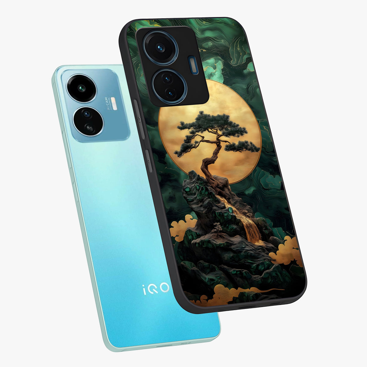Zen Moon Rise Glass Case displayed in angled mockup highlighting peaceful lunar design with zen aesthetic style.