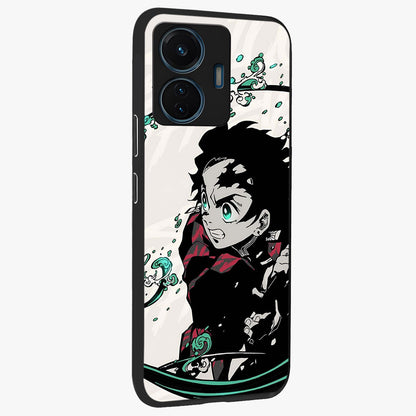 Demon Slayer Glass Case upright view showcasing powerful anime artwork with intense warrior theme.