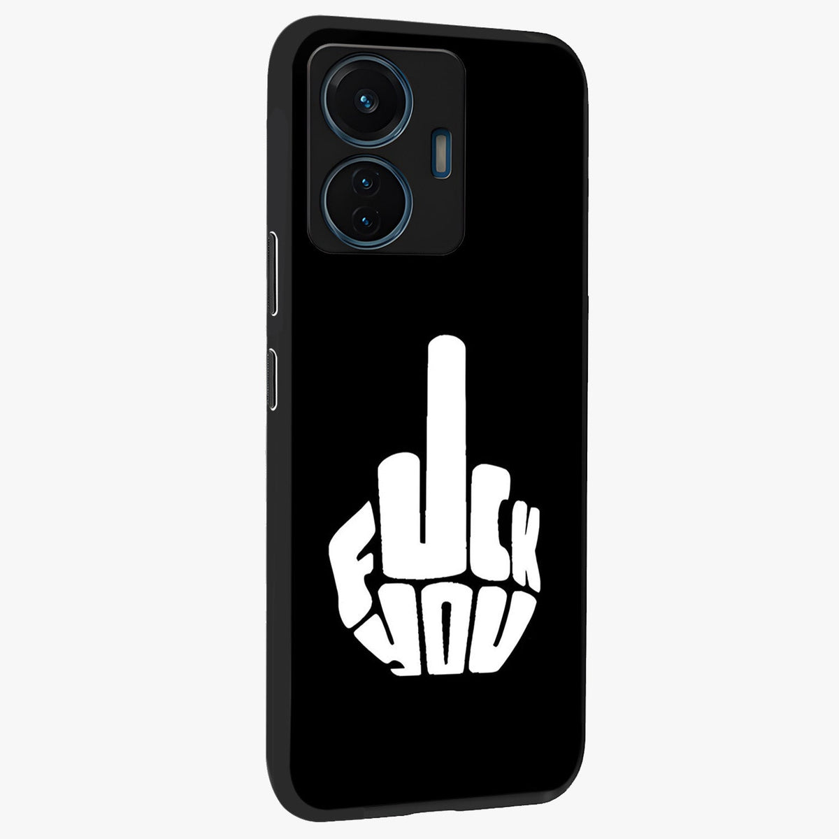 Rebel Mode On Glass Case upright view showcasing striking statement artwork with bold rebellious theme.