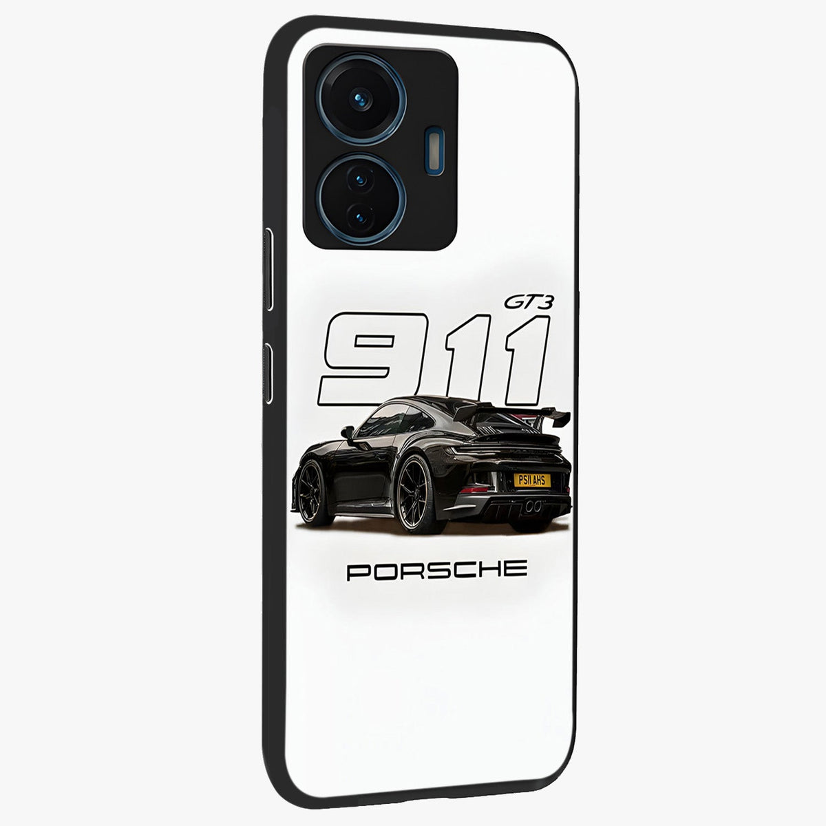 Turbo Legacy Icon Glass Case upright view showcasing bold racing inspired artwork with classic car theme.