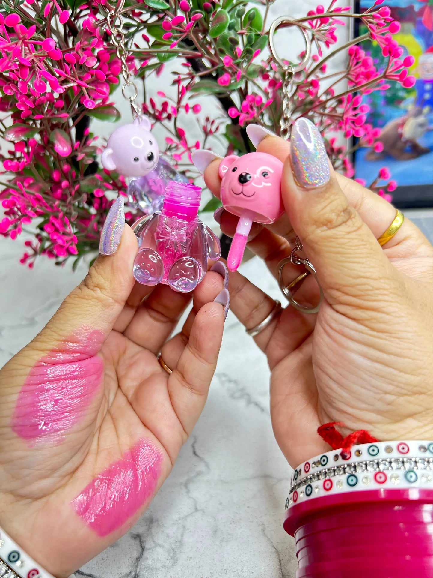 Sweet Teddy Lipstick keyrings