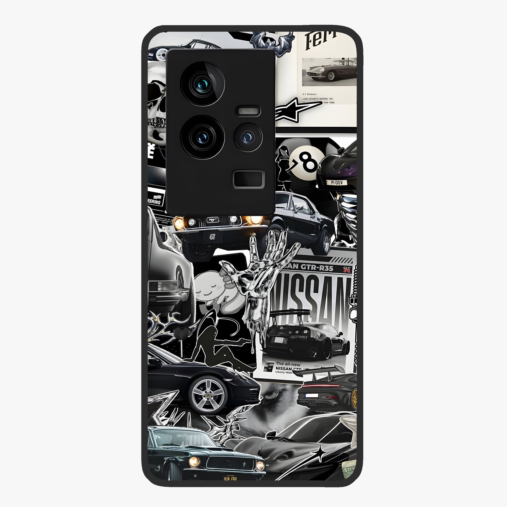 Aesthetic Dark Love Glass Case showing flat back view with dark romantic artwork and glossy glass finish.