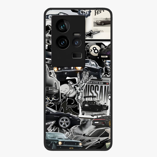 Aesthetic Dark Love Glass Case showing flat back view with dark romantic artwork and glossy glass finish.