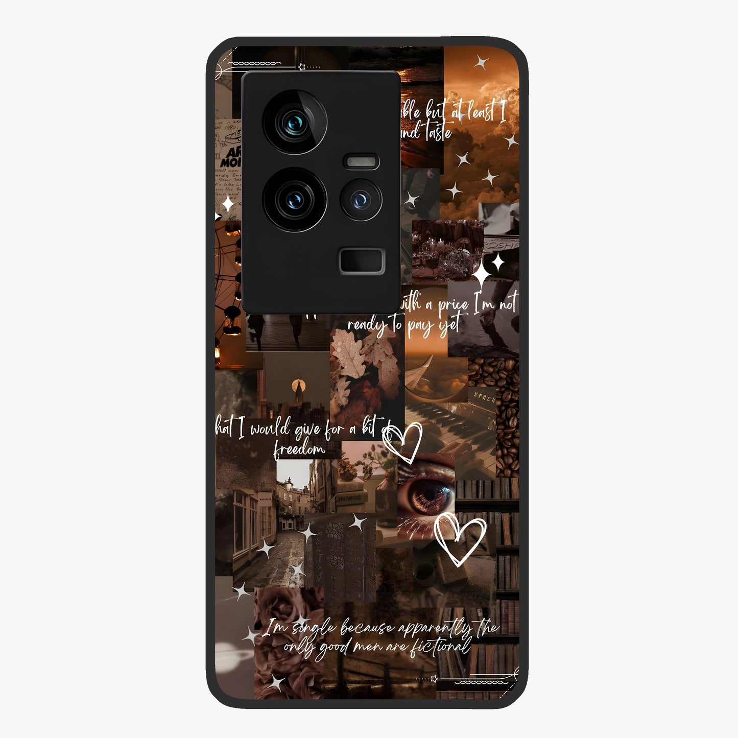 Bittersweet Aesthetic Chaos Glass Case showing flat back view with artistic chaotic aesthetic design and glossy glass finish.