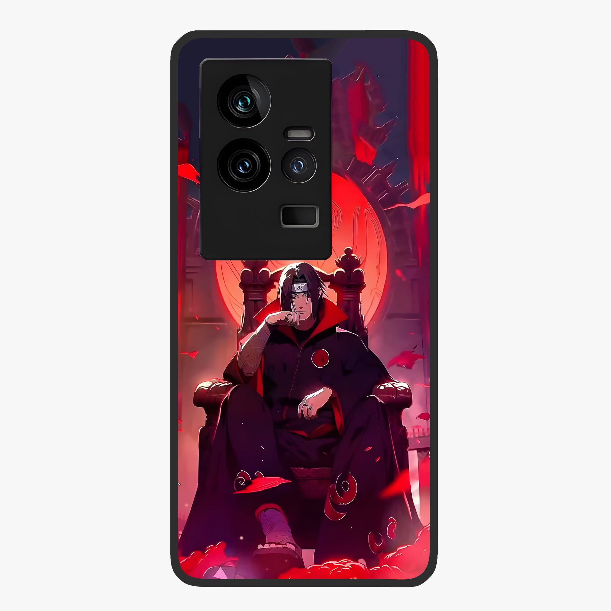 Blood Moon Sovereign Glass Case showing flat back view with mystical blood moon artwork and glossy glass finish.