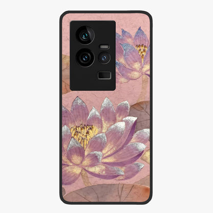 Blossom Mist Lotus Glass Case showing flat back view with serene lotus blossom artwork and glossy glass finish.