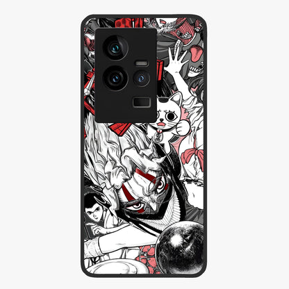 Crimson Chaos Panel Glass Case showing flat back view with bold crimson abstract artwork and glossy glass finish.
