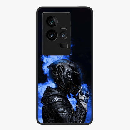 Cyber Sentinel Protocol Glass Case showing flat back view with futuristic cyber themed artwork and glossy glass finish.