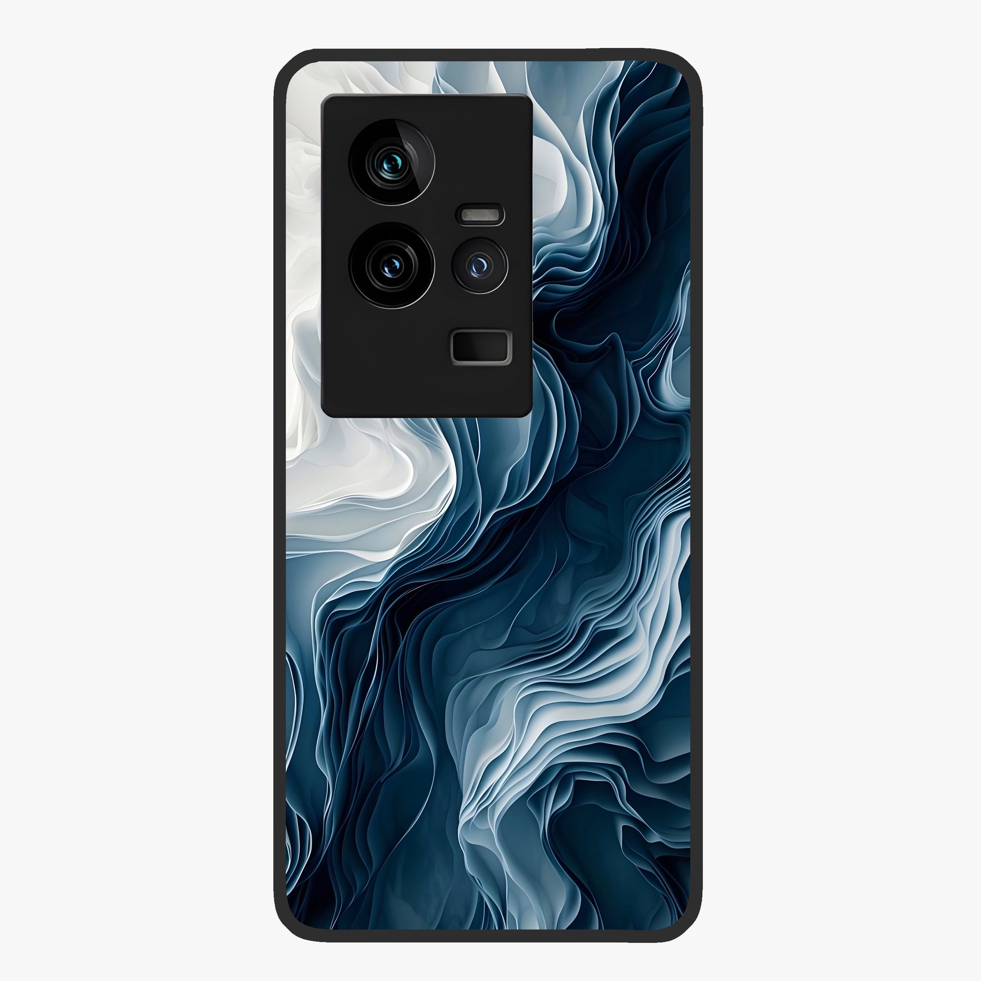 Ethereal Paper Marble Glass Case showing flat back view with soft marble paper texture artwork and glossy glass finish.