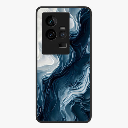 Ethereal Paper Marble Glass Case showing flat back view with soft marble paper texture artwork and glossy glass finish.