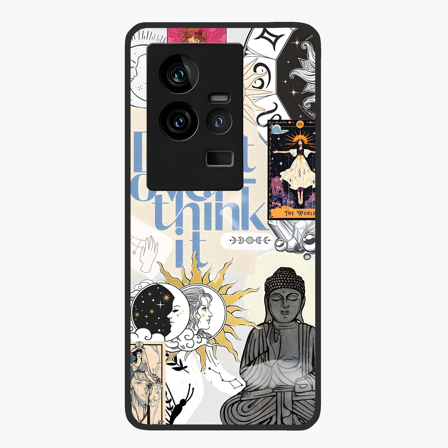 Ethereal Thoughts Glass Case showing flat back view with dreamy artistic artwork and glossy glass finish.