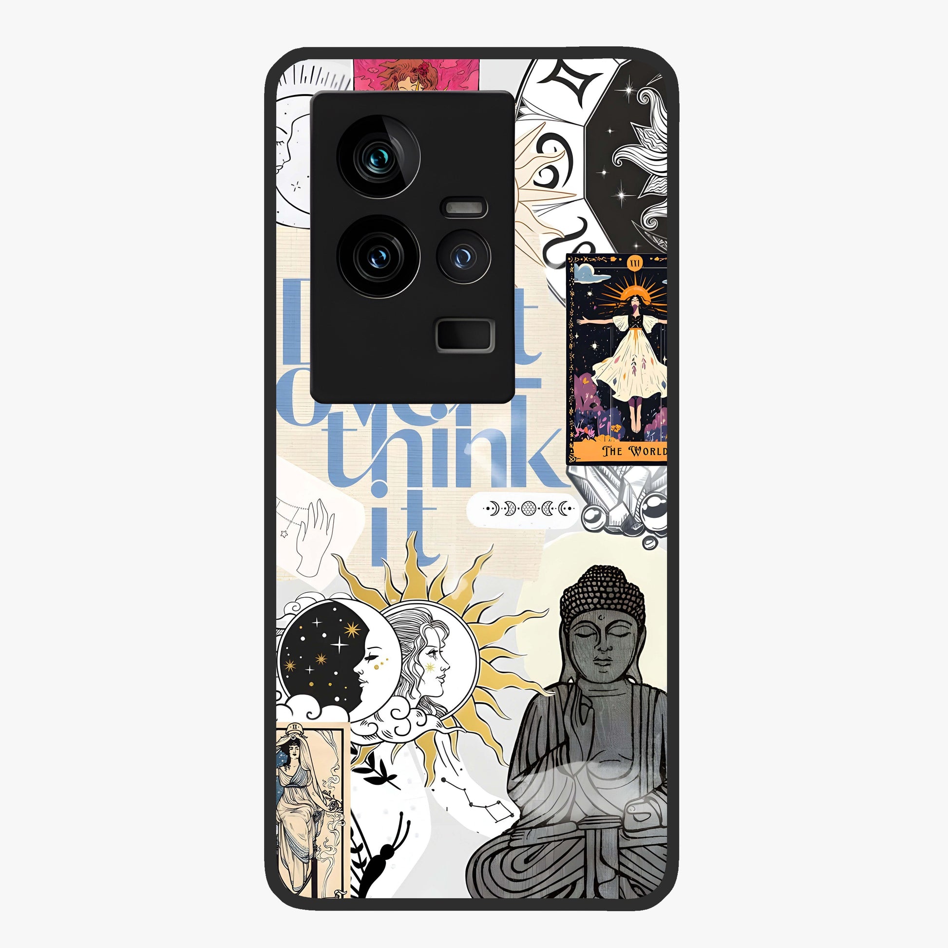 Ethereal Thoughts Glass Case showing flat back view with dreamy artistic artwork and glossy glass finish.