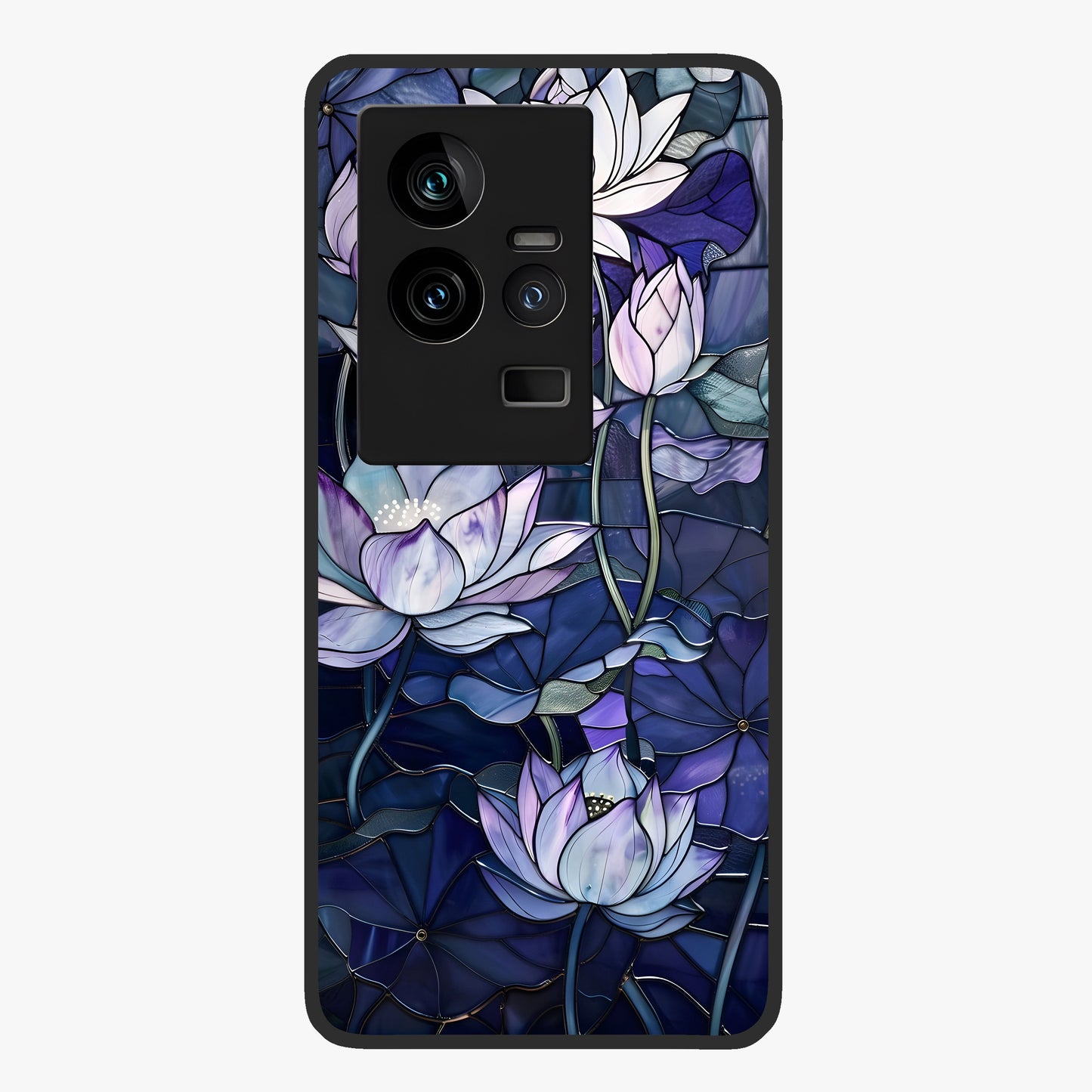 Gloss Petal Rush Glass Case showing flat back view with glossy flower petal artwork and smooth glass finish.