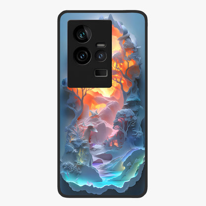 Glow Forest Portal Glass Case showing flat back view with glowing forest portal artwork and glossy glass finish.