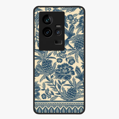 Heirloom Wild Bloom Glass Case showing flat back view with vintage inspired wild flower artwork and glossy glass finish.