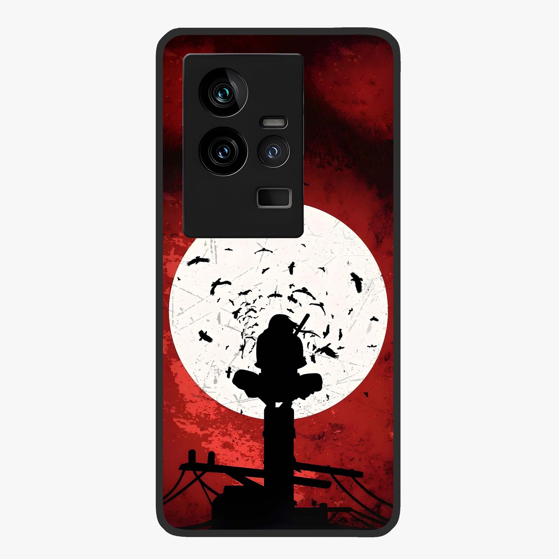 Itachi Limited Edition Naruto Anime Glass Case showing flat back view with iconic anime character artwork and glossy glass finish.