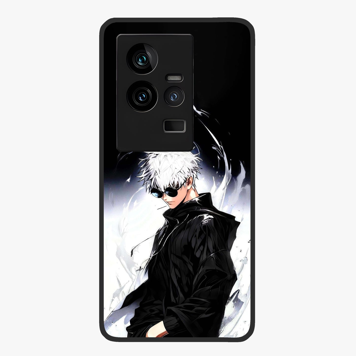 Limitless Shadow King Glass Case showing flat back view with powerful shadow warrior artwork and glossy glass finish.