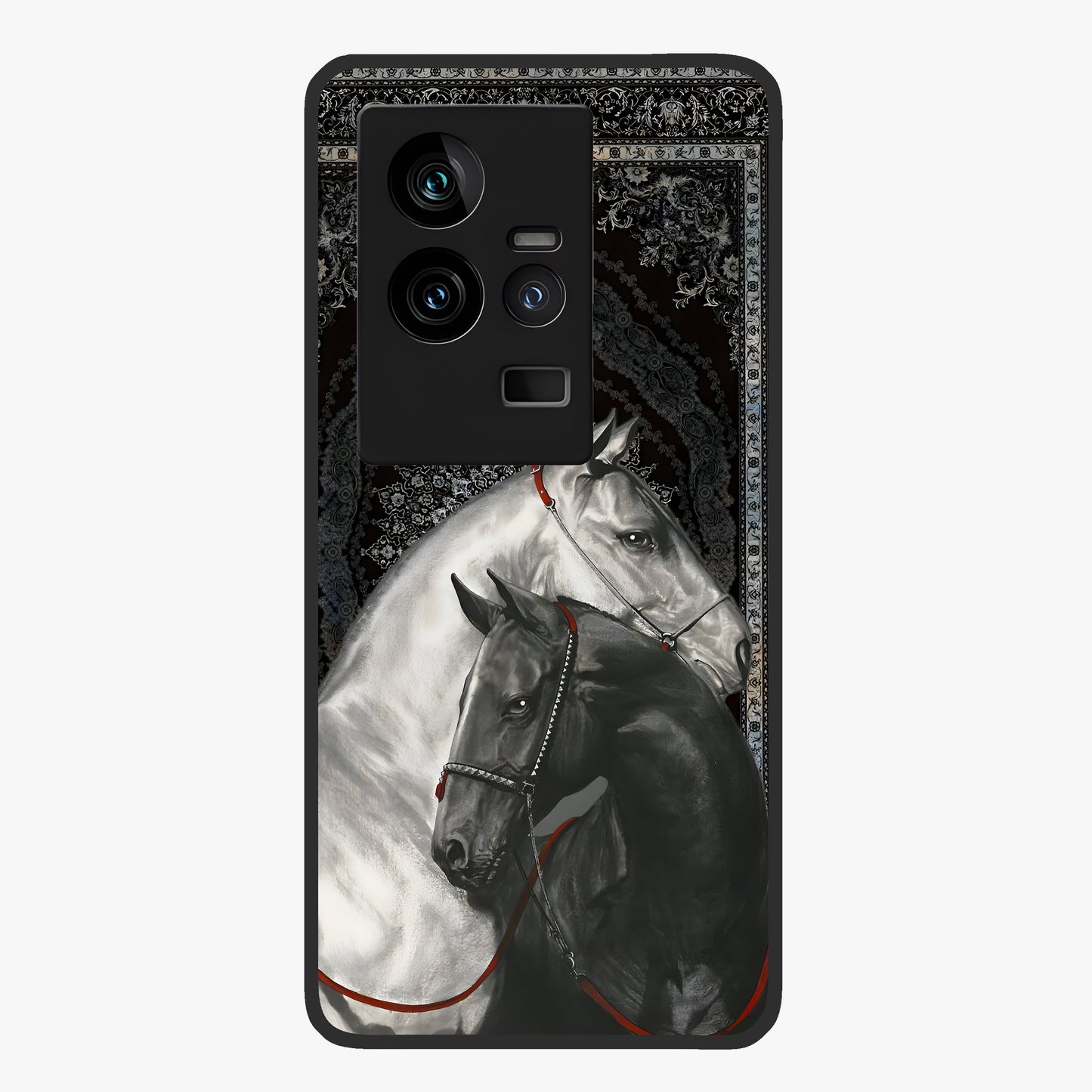 Majestic Ride Legacy Glass Case showing flat back view with powerful automotive inspired artwork and glossy glass finish.