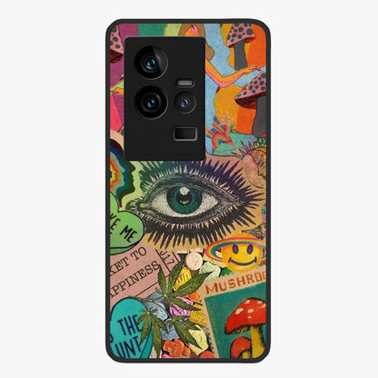 Mystic Eye Wonderland Glass Case showing flat back view with mystical eye themed artwork and glossy glass finish.