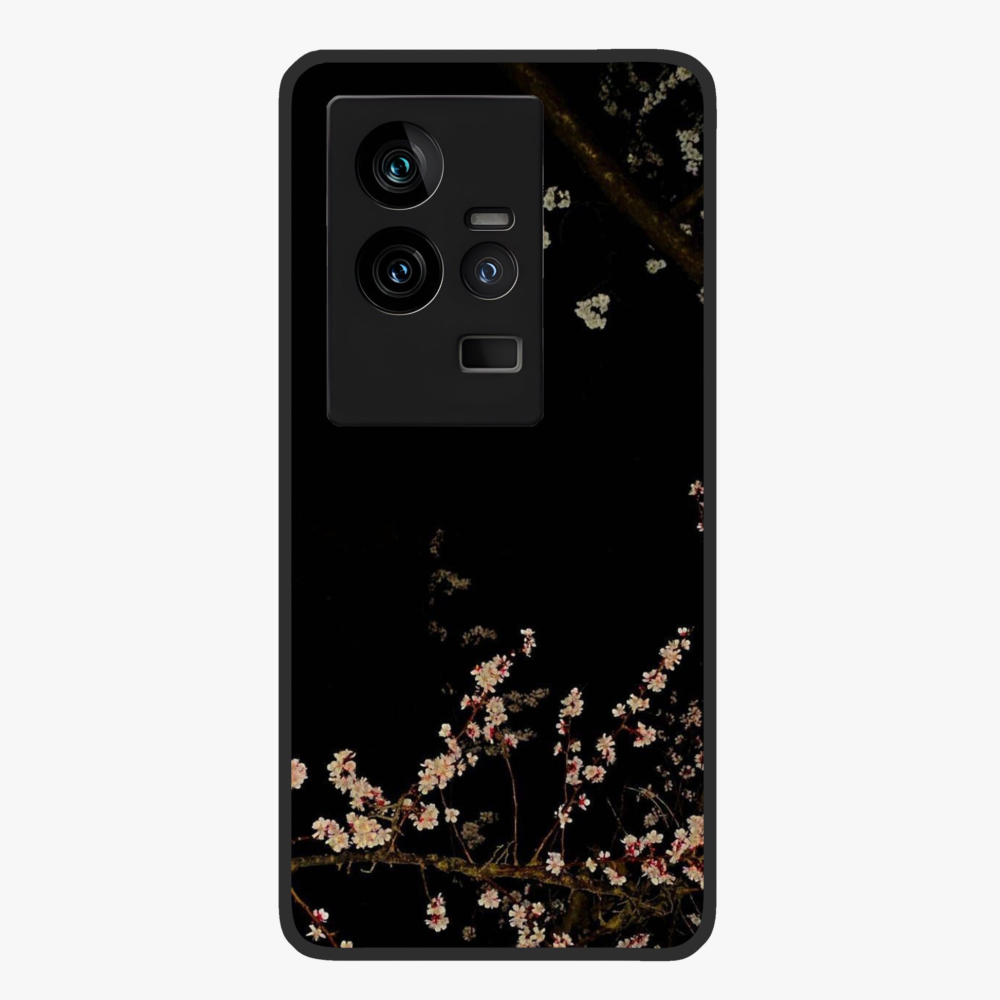 Petal Moon Light With Custom Name Glass Case showing flat back view with floral moonlight artwork and personalized name design.