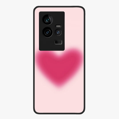 Pink Aura Heart Glass Case showing flat back view with glowing heart artwork and glossy glass finish.