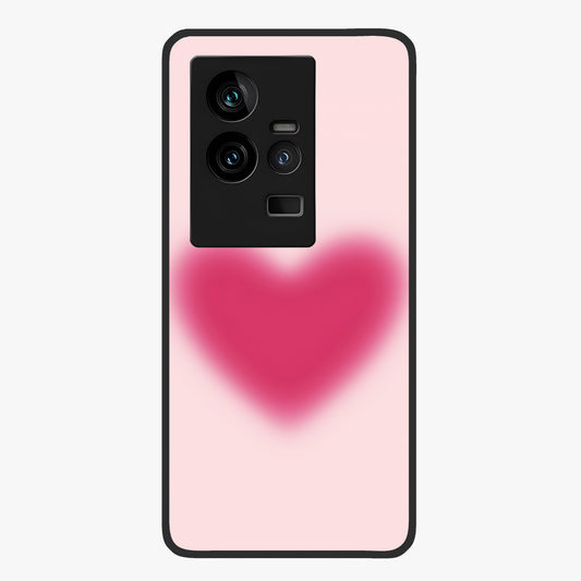 Pink Aura Heart Glass Case showing flat back view with glowing heart artwork and glossy glass finish.