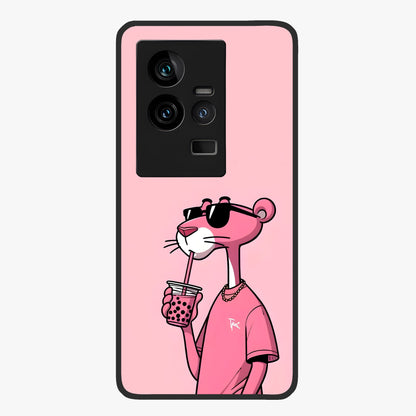 Pink Panther Glass Case showing flat back view with iconic pink panther artwork and glossy glass finish.