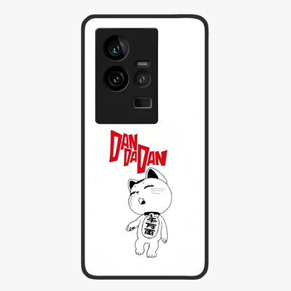 Playful Spirit Charm Glass Case showing flat back view with cheerful charm themed artwork and glossy glass finish.