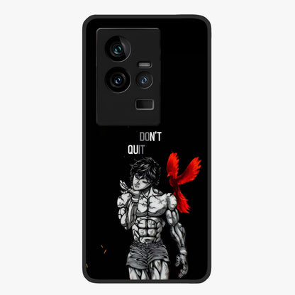 Rise Beyond Limits Glass Case showing flat back view with motivational typography artwork and glossy glass finish.