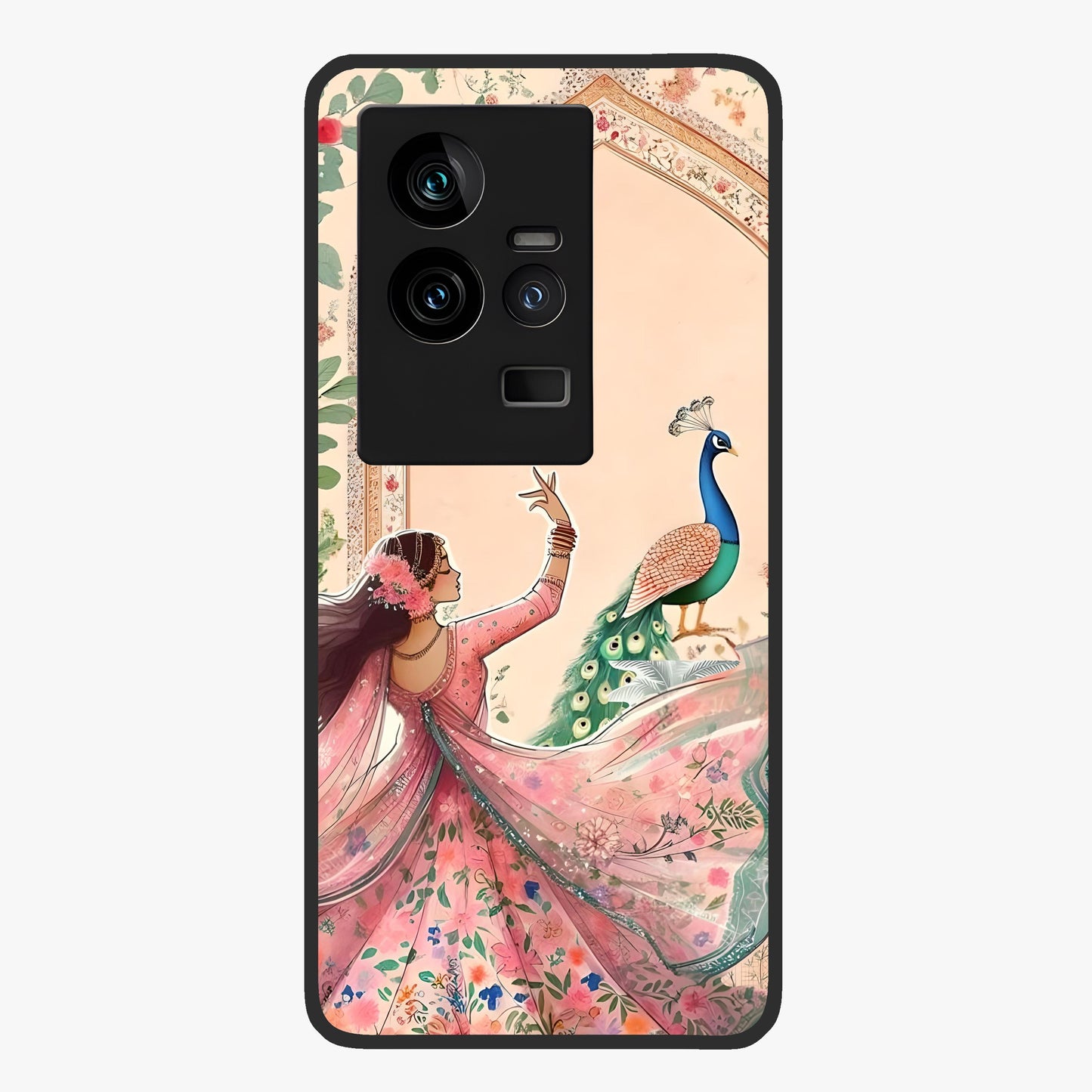 Royal Grace Muse Glass Case showing flat back view with elegant artistic artwork and glossy glass finish.