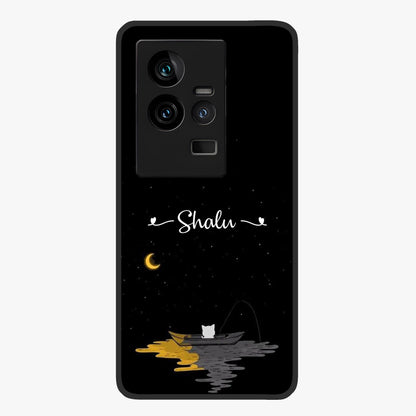 Silent Night Row Glass Case showing flat back view with calm night themed artwork and glossy glass finish.