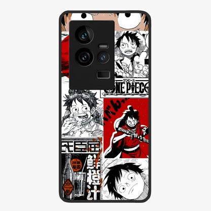 Strawhat Chaos Panels Glass Case showing flat back view with anime inspired chaos panel artwork and glossy glass finish.