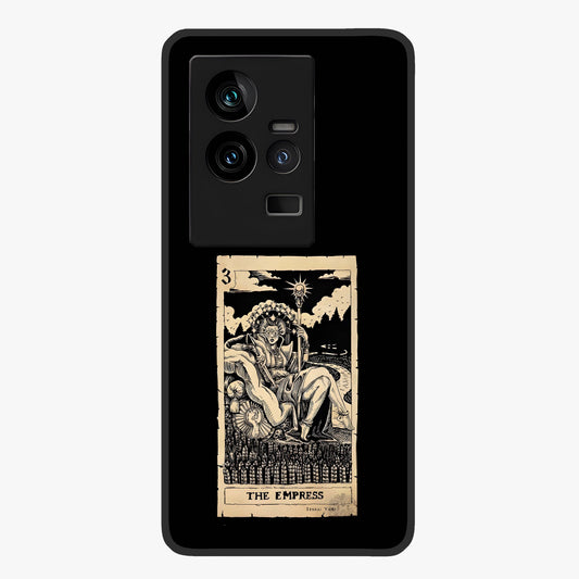The Empress Glass Case showing flat back view with regal feminine artwork and glossy glass finish.