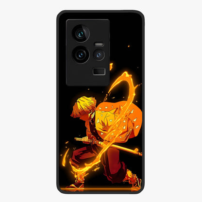 Thunder Flame Execution Glass Case showing flat back view with powerful flame and lightning artwork and glossy glass finish.
