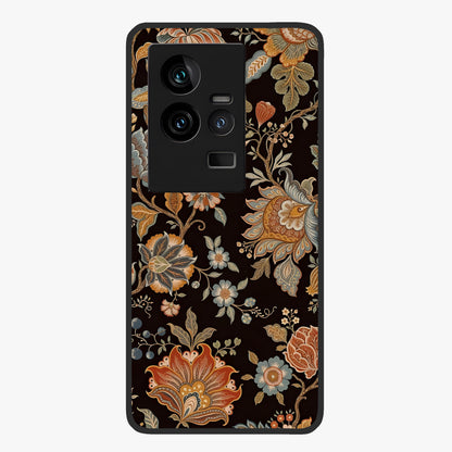 Vintage Floral Dream Glass Case showing flat back view with classic floral artwork and glossy glass finish.